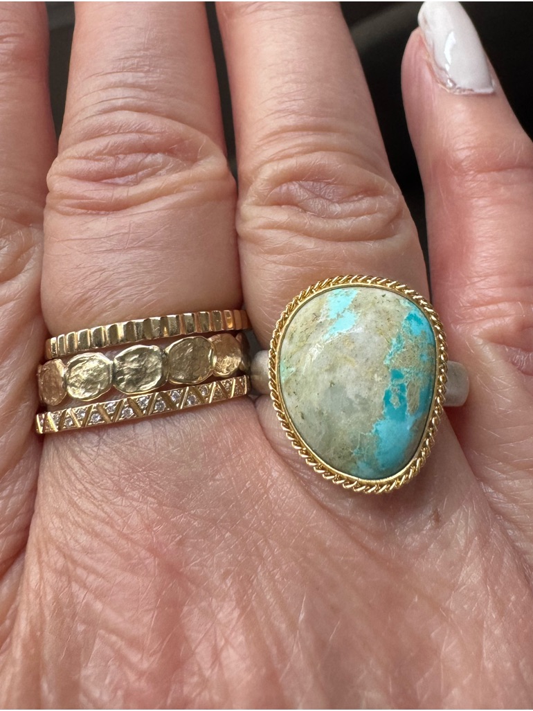 Sundance Designer Amali Turquoise Ring In 18k Yellow Gold  Silver 7